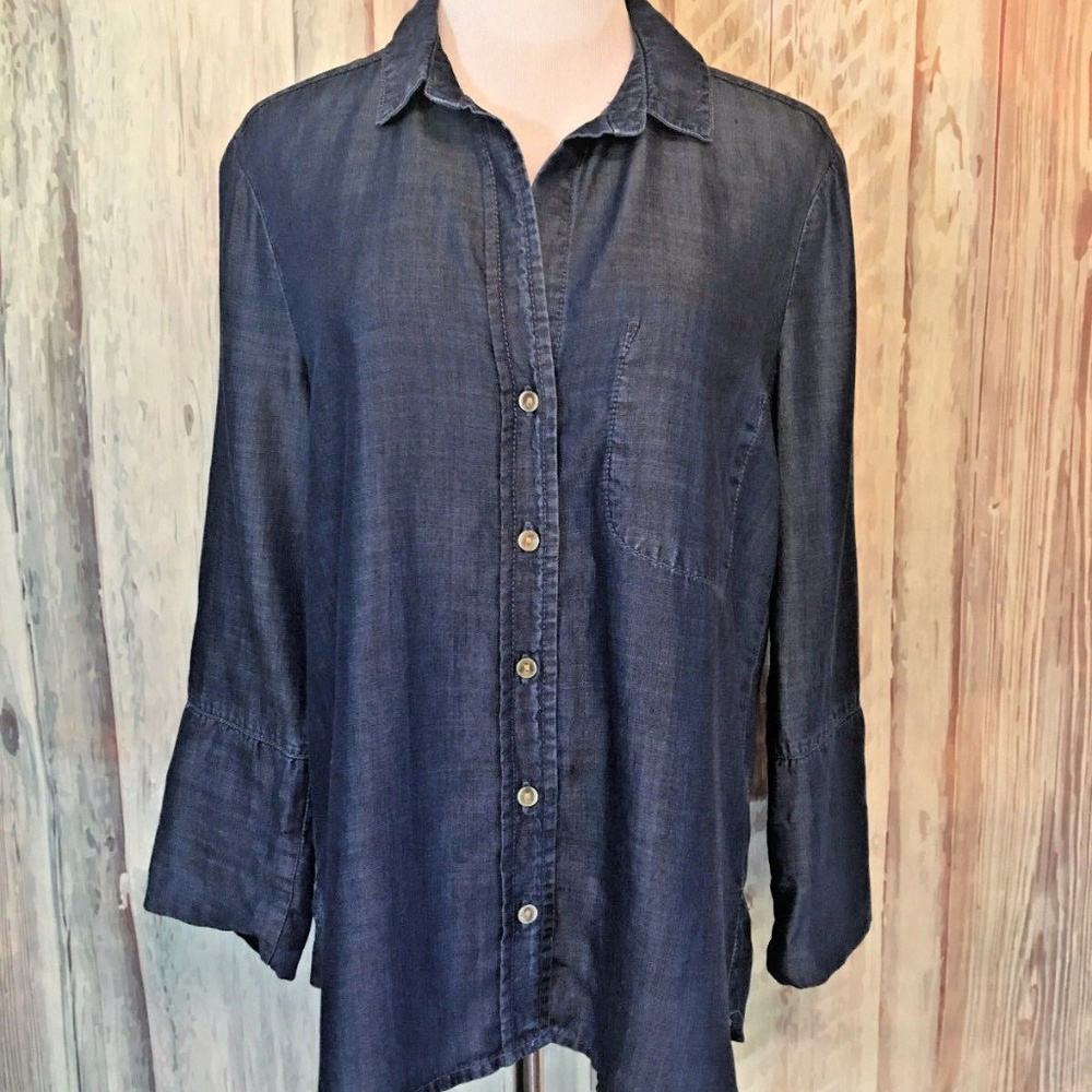 Bella Dahl Dark Tencel Chambray Shirt sz S - Picture 1 of 4